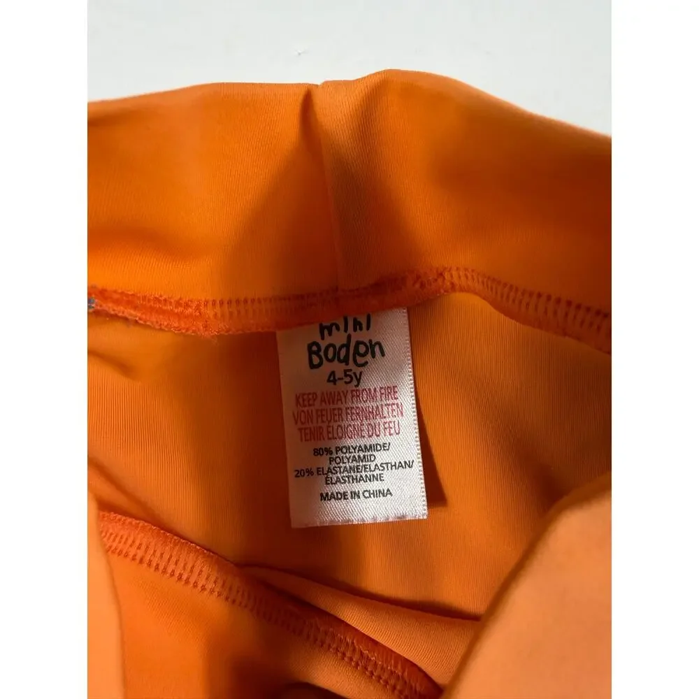 Mini Boden Colorblock Rash Guard Swim Shirt Orange Blue 4-5 Years